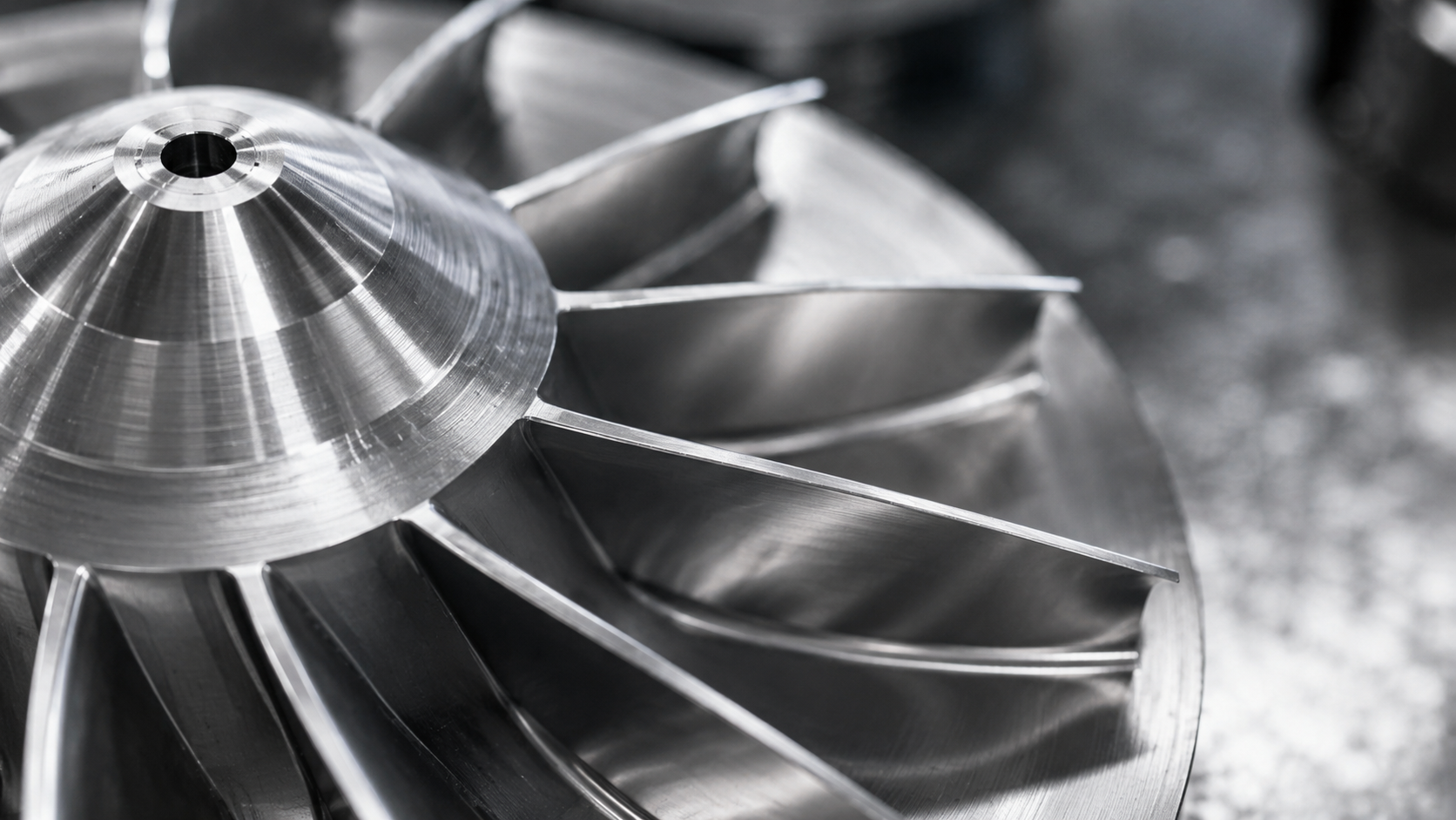Thin-wall blade detail on aluminum impeller part