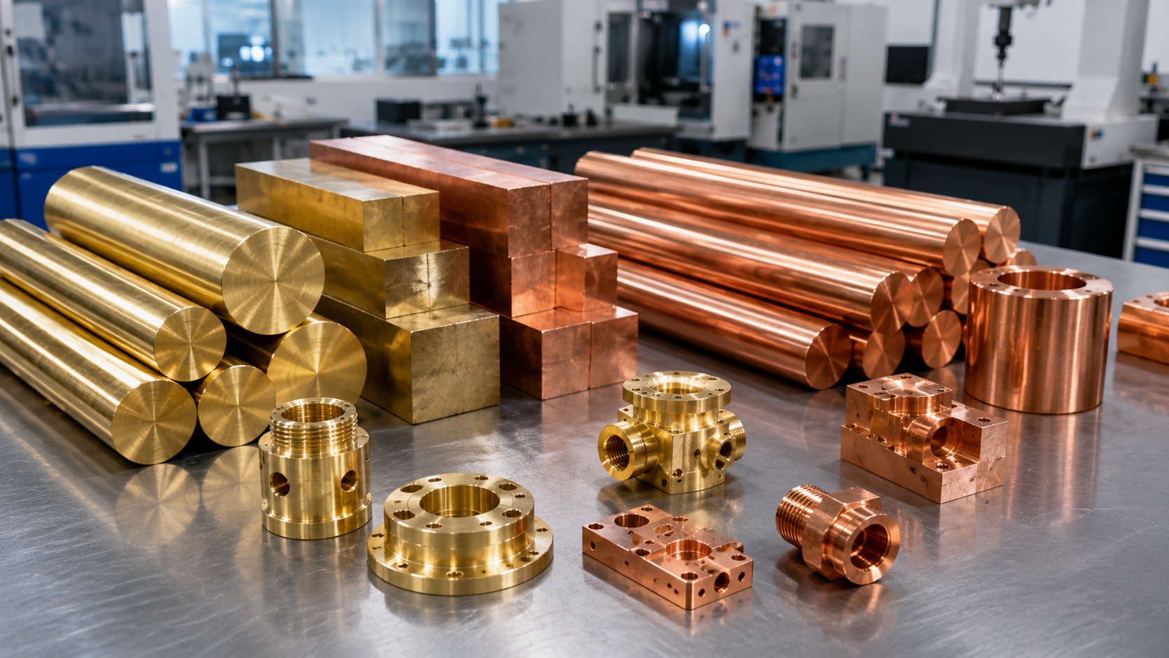 Brass and copper CNC machining materials
